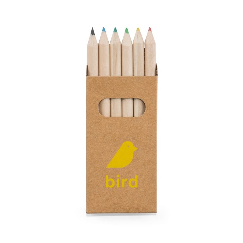 Assorted coloured pencils in cardboard box