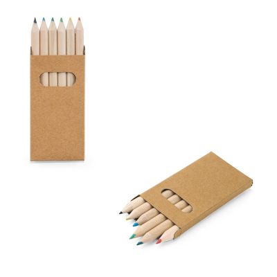 Box of coloured pencils in cardboard packaging.