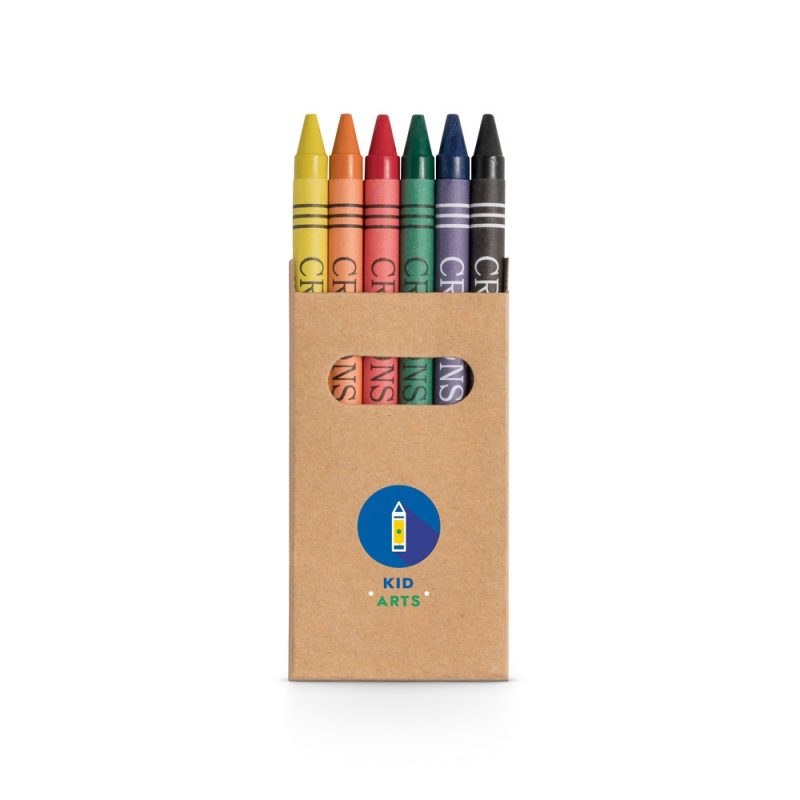 Box of colourful crayons for kids' art