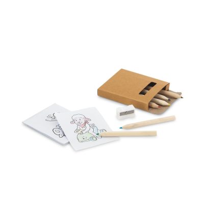 Colouring pencils and animal drawing with sharpener.