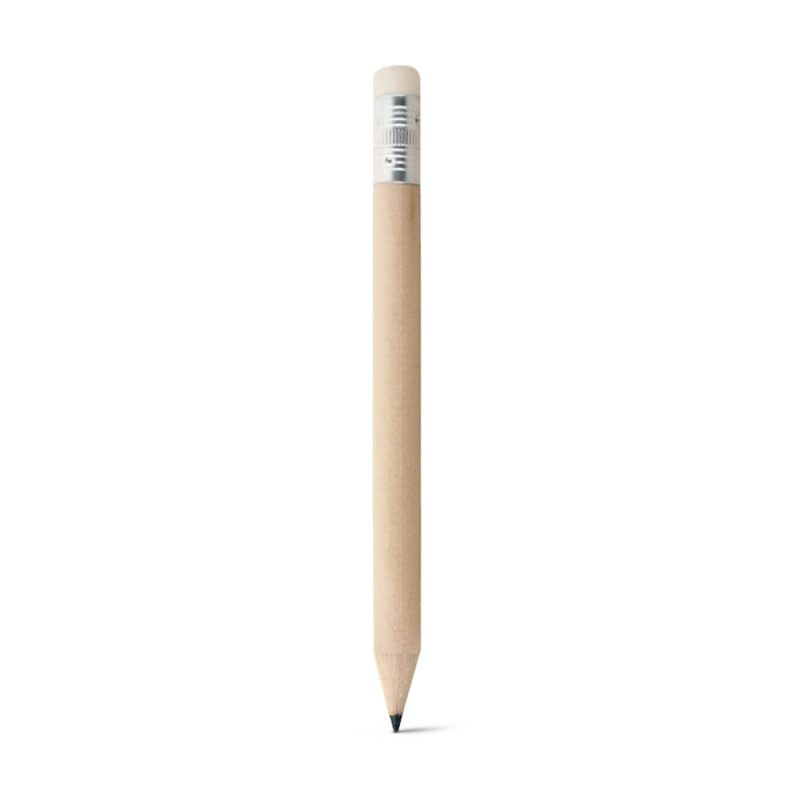 Wooden pencil with eraser on white background.