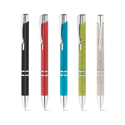 Assorted eco-friendly pens in five colours