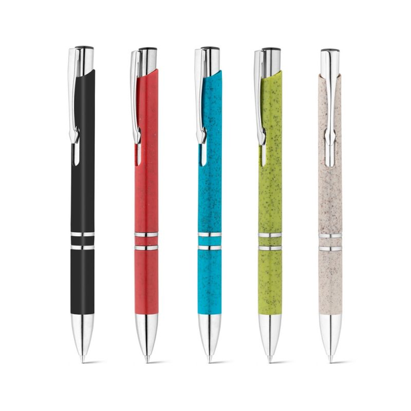 Assorted eco-friendly pens in five colours
