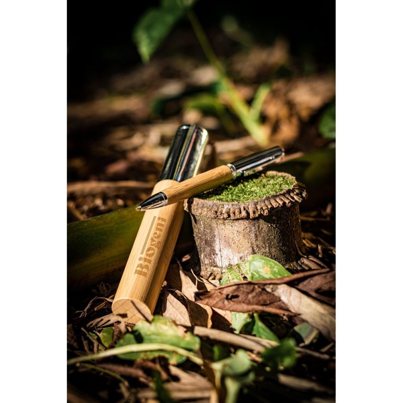 FUJI. Bamboo and metal ball pen with case - Image 2