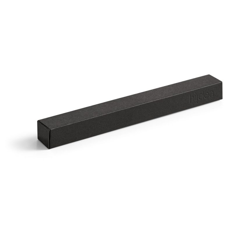 Long black cardboard box on white background