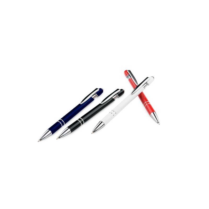 Four coloured pens on white background