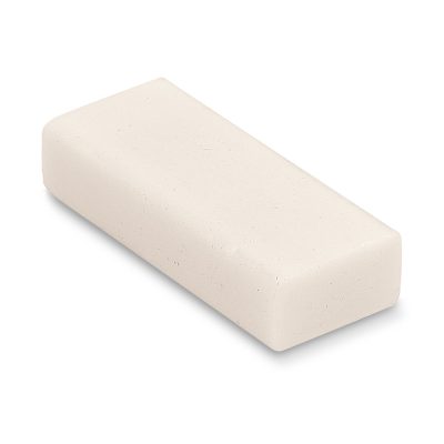 White rectangular rubber eraser on white background.