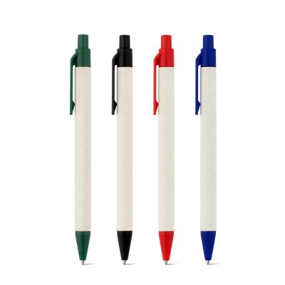 Four pens with colourful clips and tips.