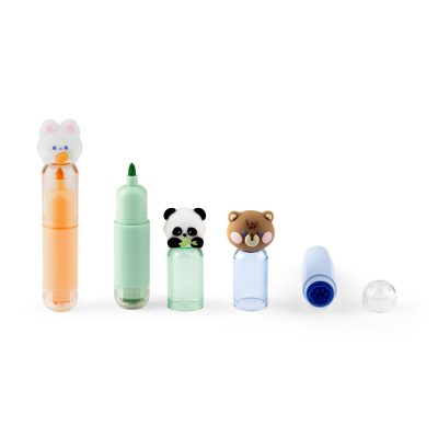 Cute animal-themed stamp pens and lids.