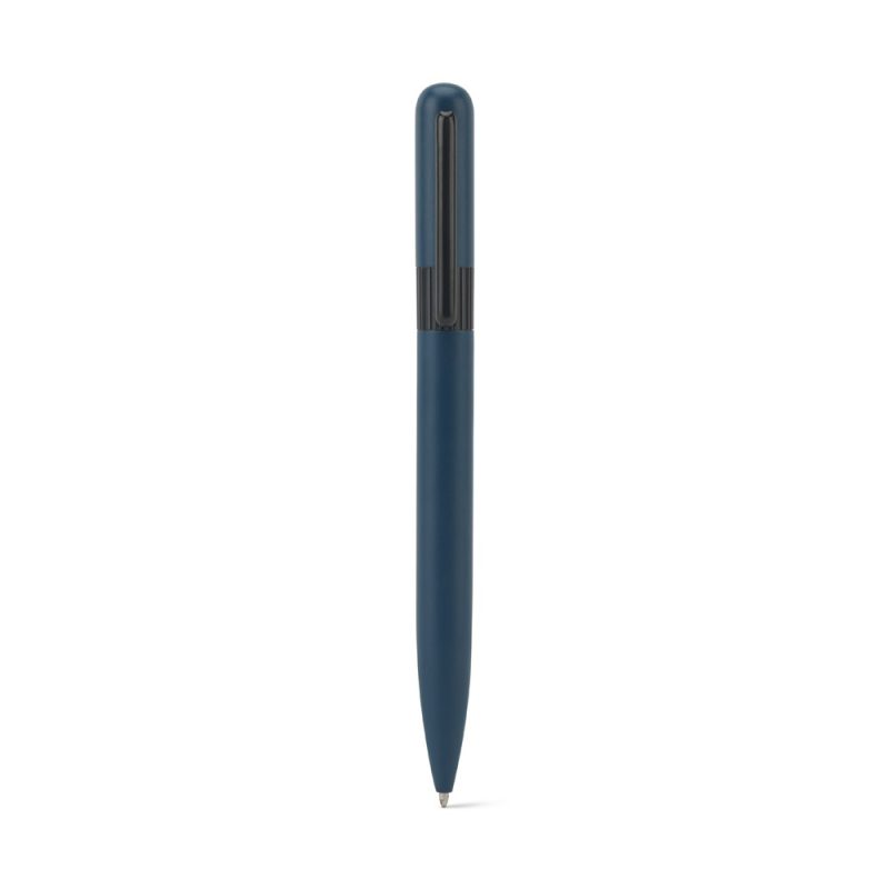 Sleek blue ballpoint pen with cap