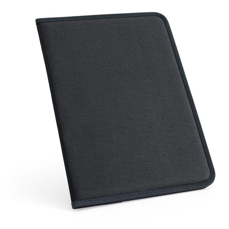 Black textured portfolio folder closed