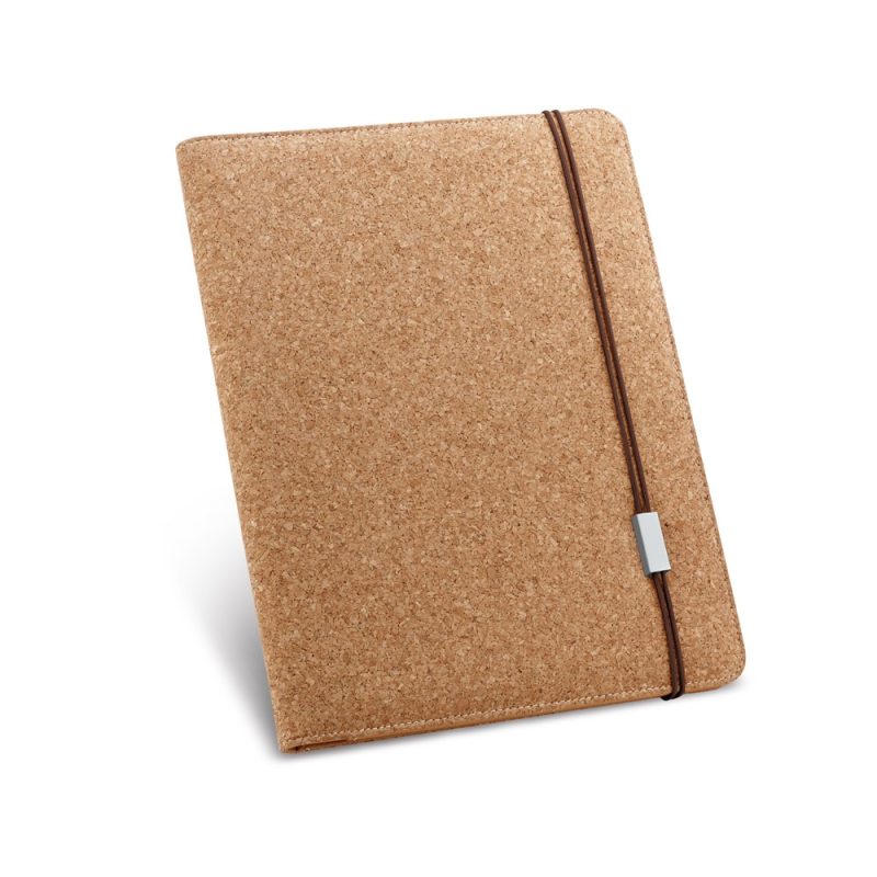 Cork notebook with elastic band closure
