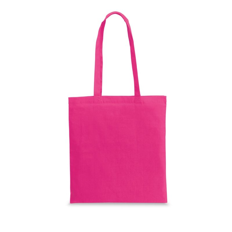 Bright pink tote bag with long handles.