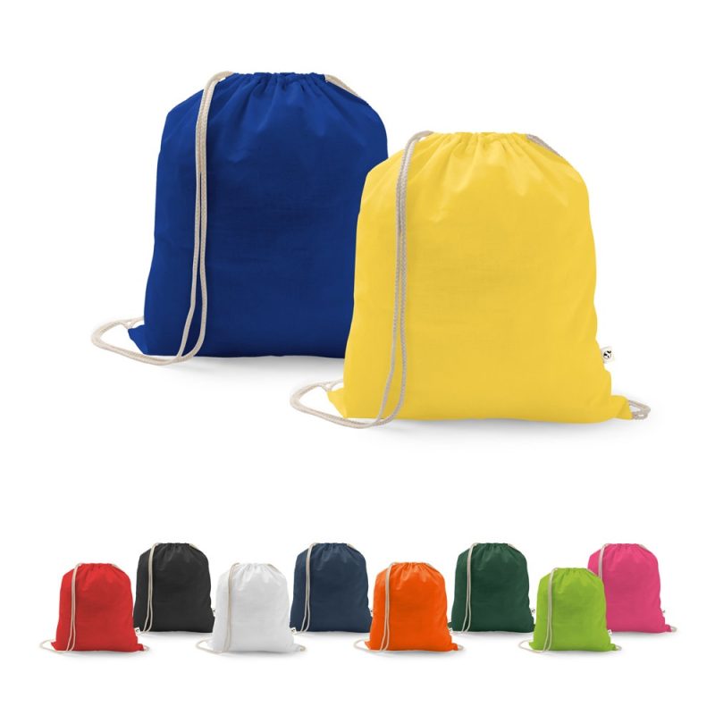 Colourful drawstring bags in various colours
