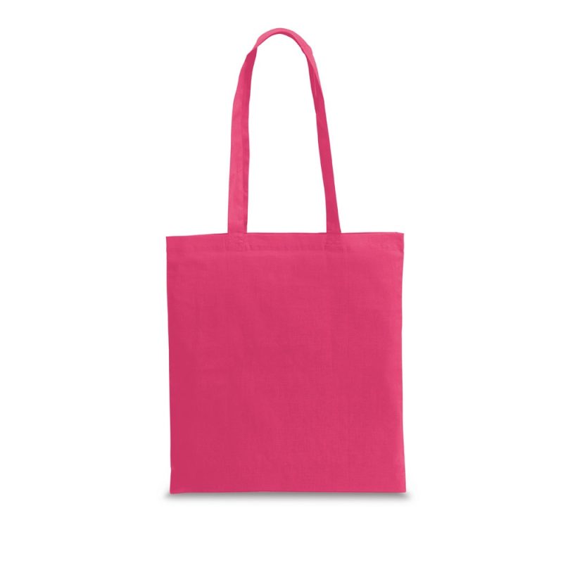 Bright pink reusable shopping bag with handles.