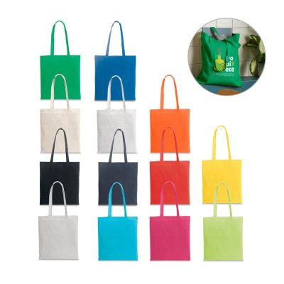 Colourful reusable tote bags assortment.