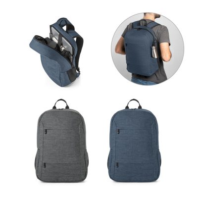 Stylish backpacks with laptop compartment and back view.
