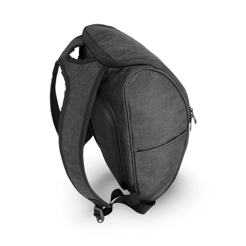 Black ergonomic backpack with shoulder straps