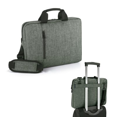 Grey laptop bag with trolley sleeve and strap