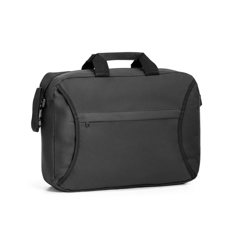 Black laptop bag with handle and strap