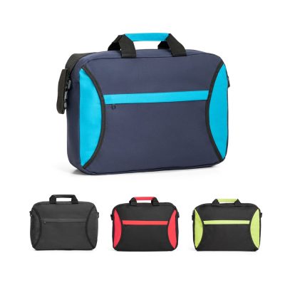 Colourful laptop bags with handles and zippers.