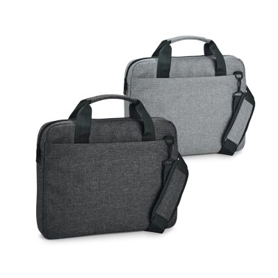 Two grey fabric laptop bags with shoulder straps.