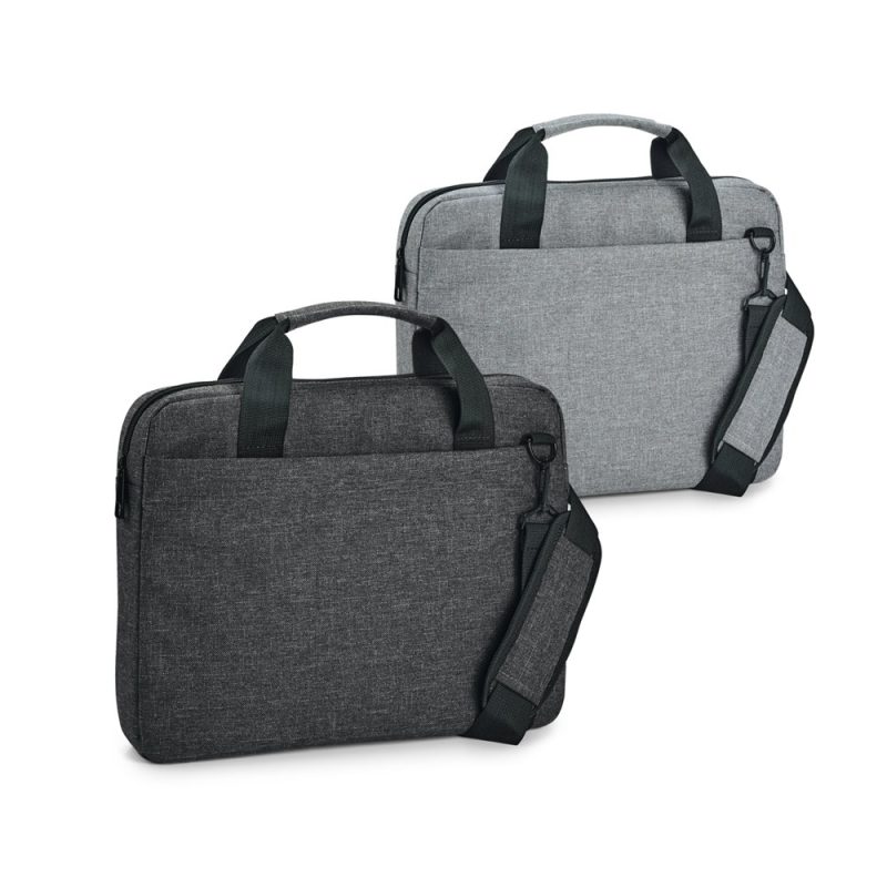 Two grey fabric laptop bags with shoulder straps.