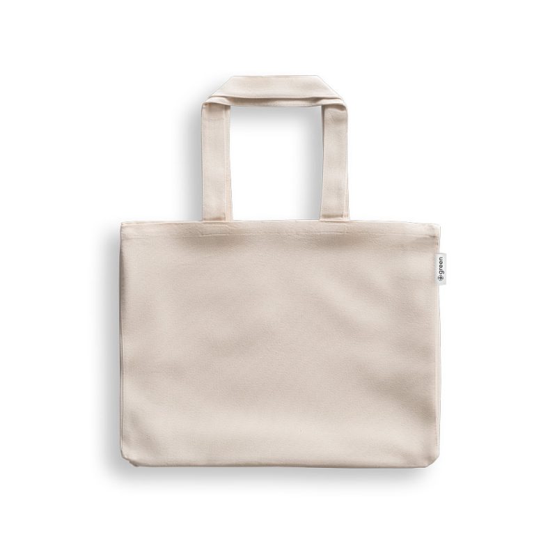 Beige canvas tote bag with handles