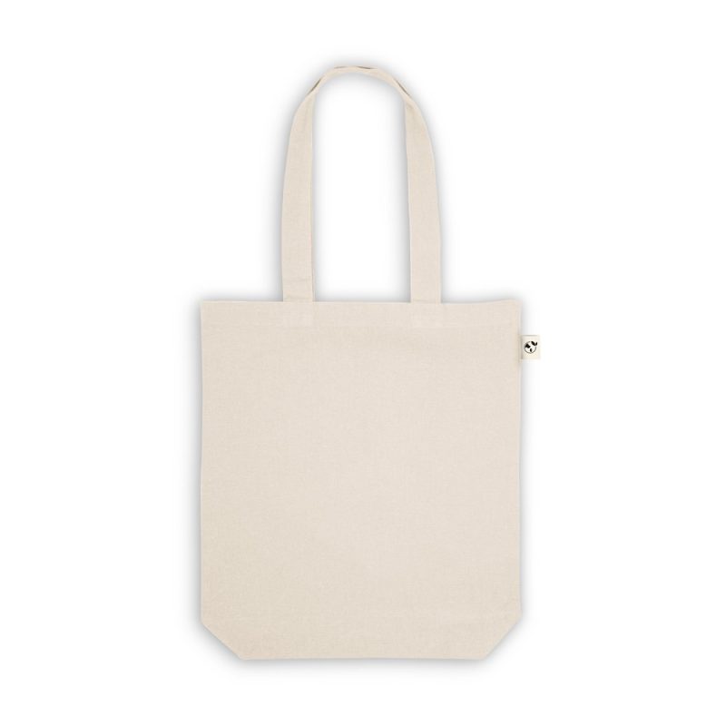 Plain beige canvas tote bag with handles.