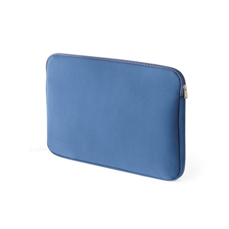 Blue laptop sleeve with zip closure