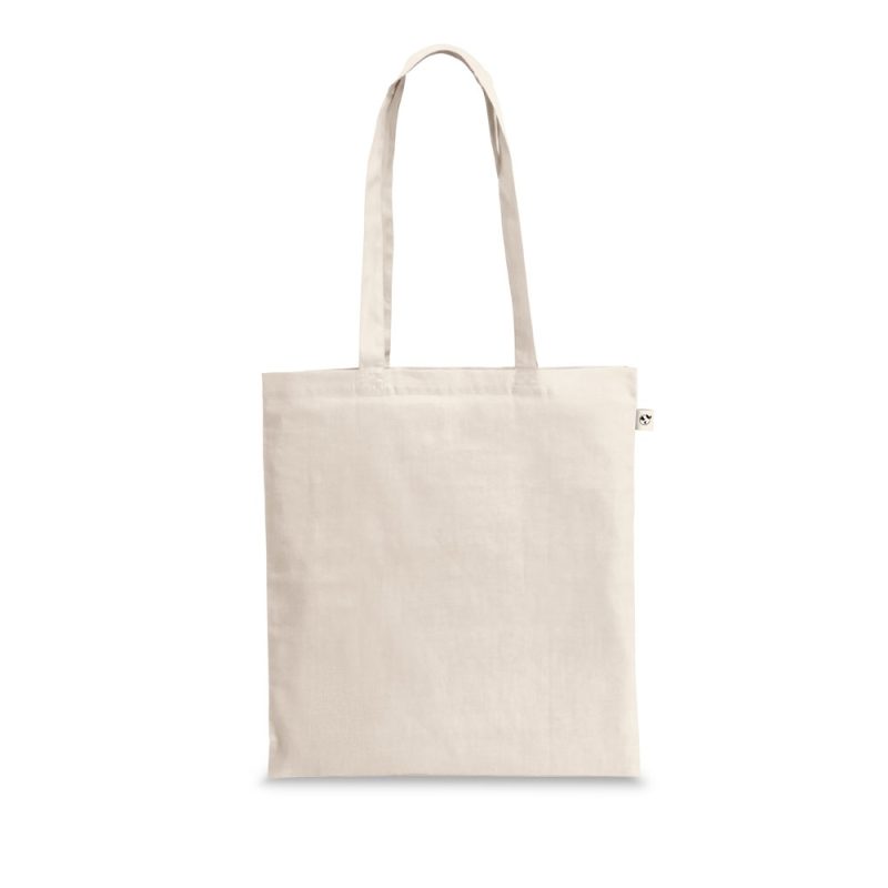 Plain beige eco-friendly cotton tote bag.