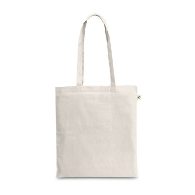 Plain white cotton tote bag with handles