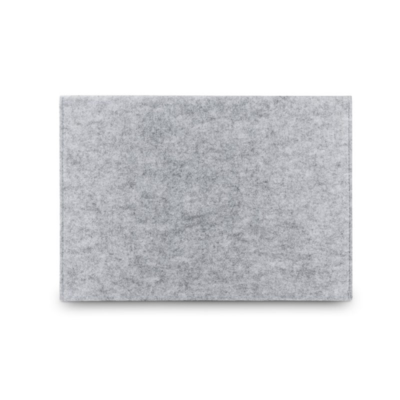 Rectangular grey felt laptop sleeve.