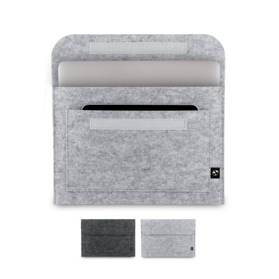 Grey felt laptop sleeve with pocket design