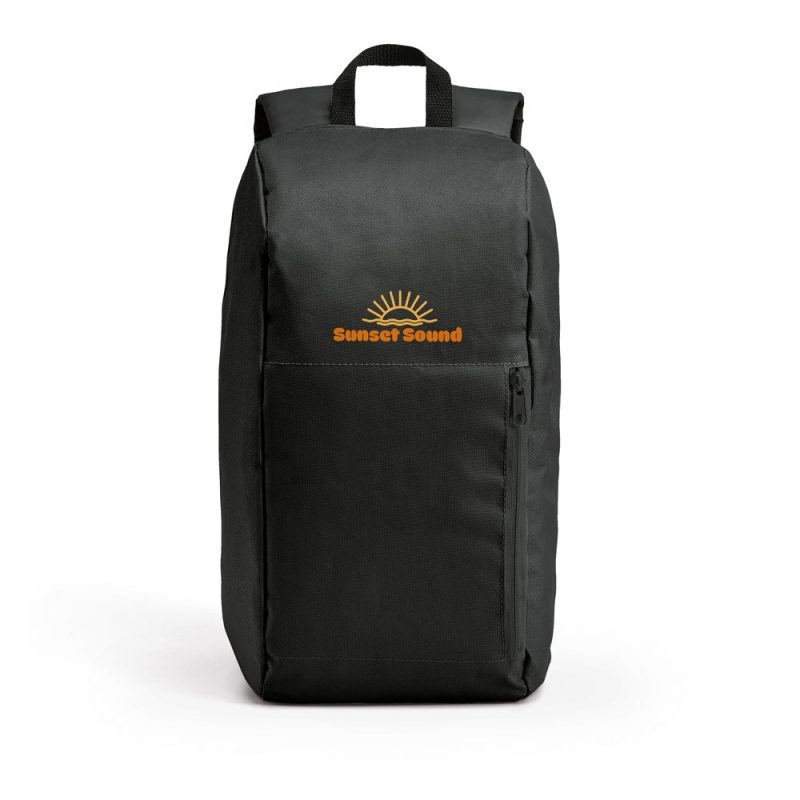 Black backpack with Sunset Sound logo