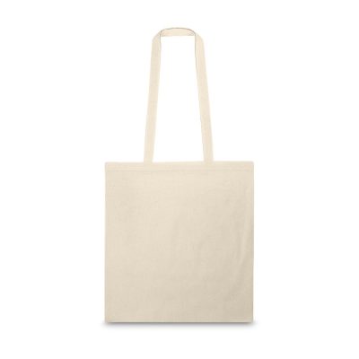 Plain beige tote bag with long handles.