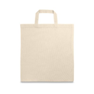 Plain beige cotton shopping bag with handles.