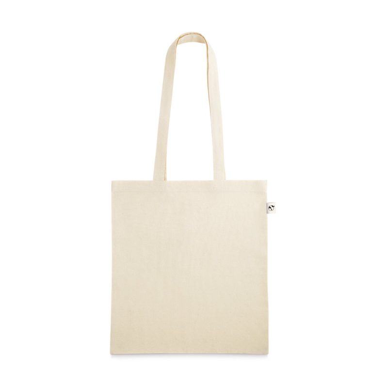 Plain white canvas tote bag with handles.