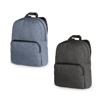 Blue and black backpacks on display.