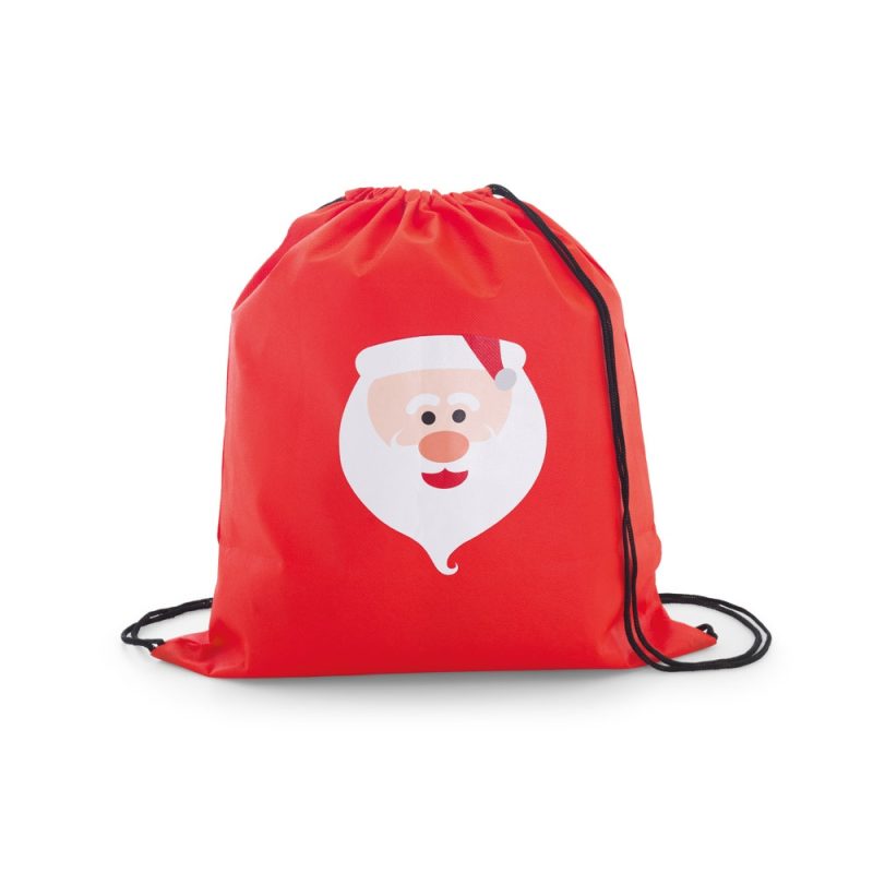 Santa-themed red drawstring backpack