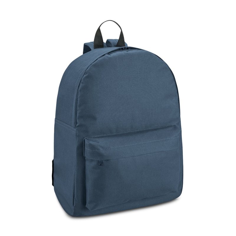 Stylish blue backpack with front pocket