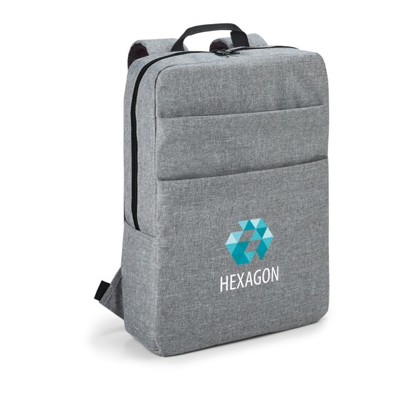 Grey backpack with Hexagon logo.