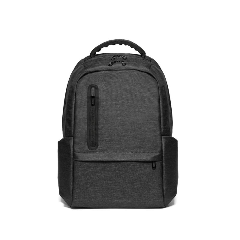 Sleek black backpack with multiple compartments