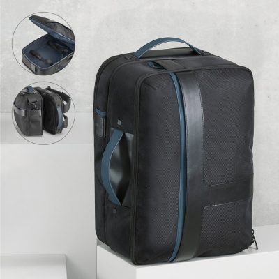 Stylish black travel bag with compartments.