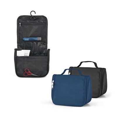 Hanging toiletry bags with hooks and zippers