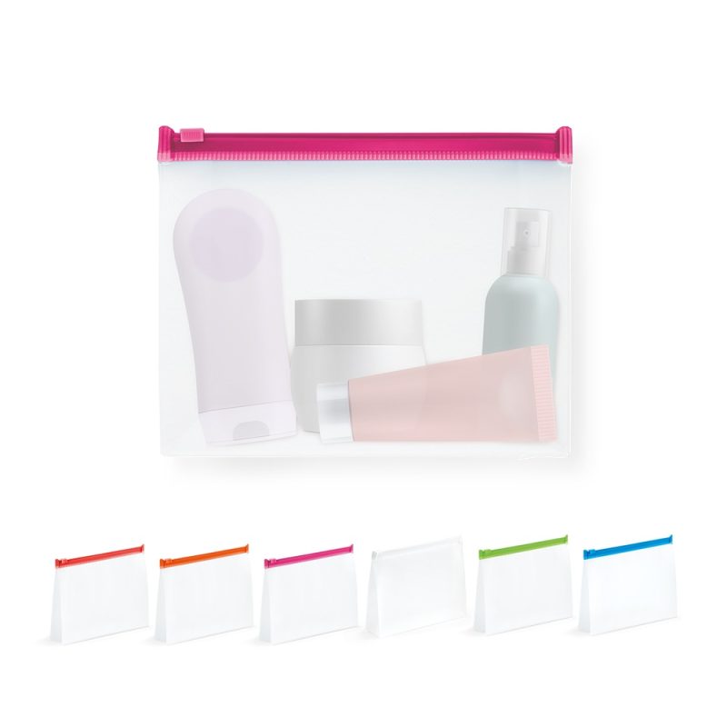 Colourful zippered toiletry bags
