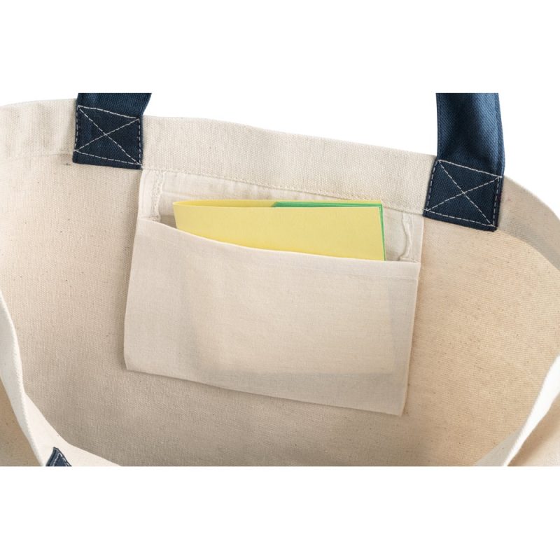 Cotton bag with inner pocket and documents.