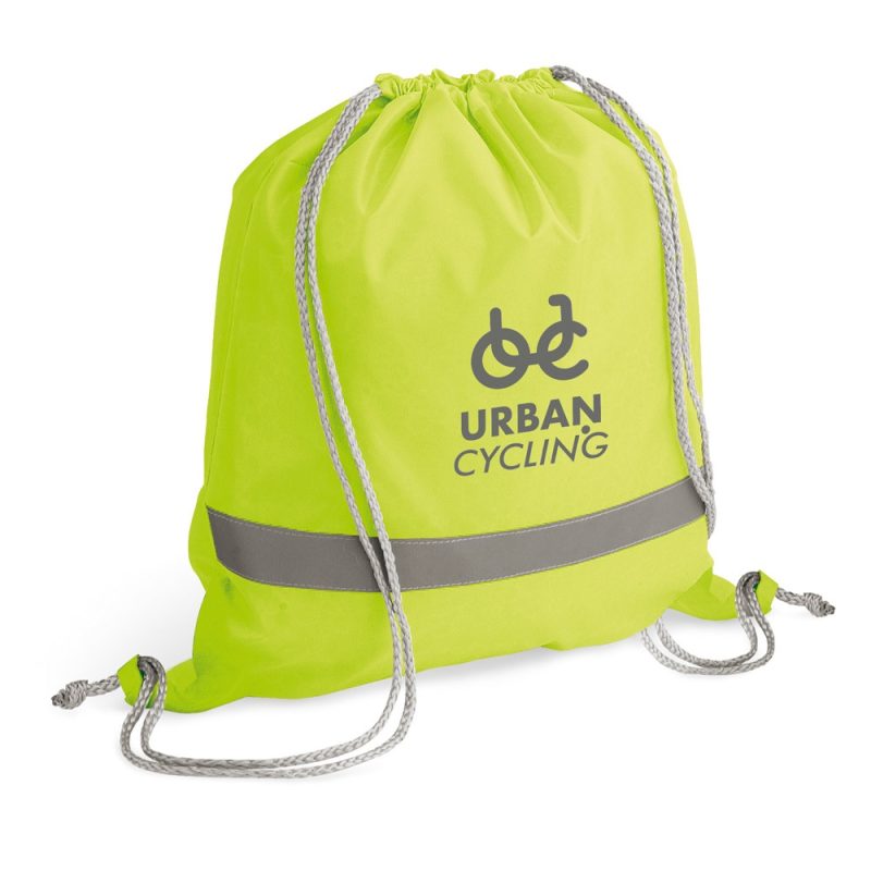 Neon drawstring bag with Urban Cycling logo.