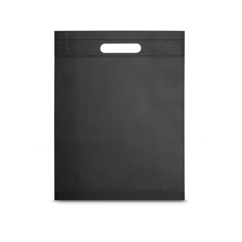 Black reusable shopping bag with handle.