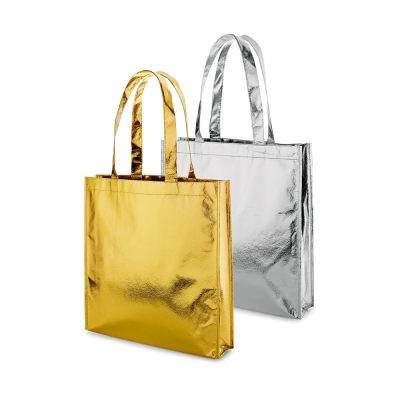 Metallic gold and silver tote bags